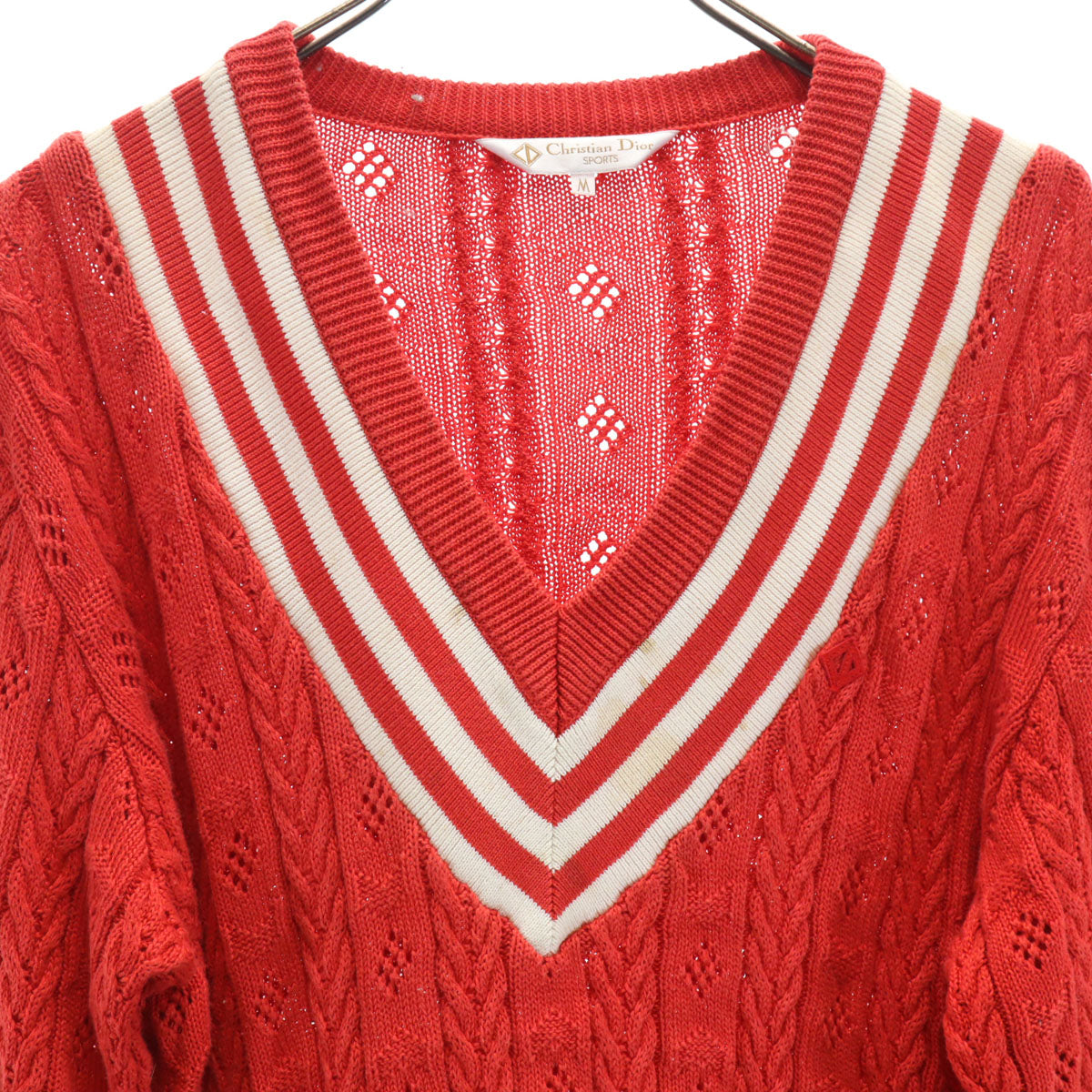 Christian Dior SPORTS クリスチャンディオールスポーツ 90s オールド 長袖 Vネック セーター M レッド レディース