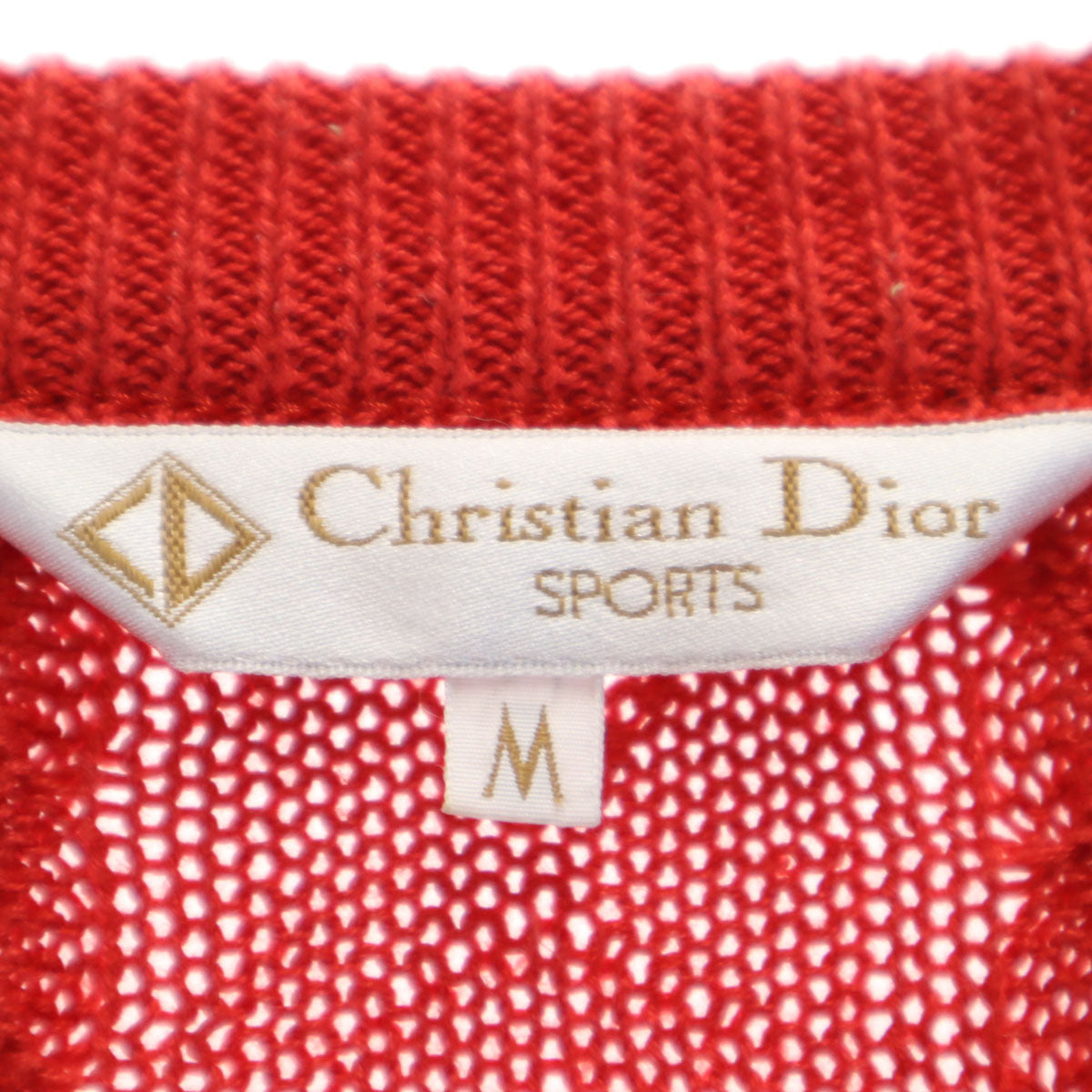 Christian Dior SPORTS クリスチャンディオールスポーツ 90s オールド 長袖 Vネック セーター M レッド レディース