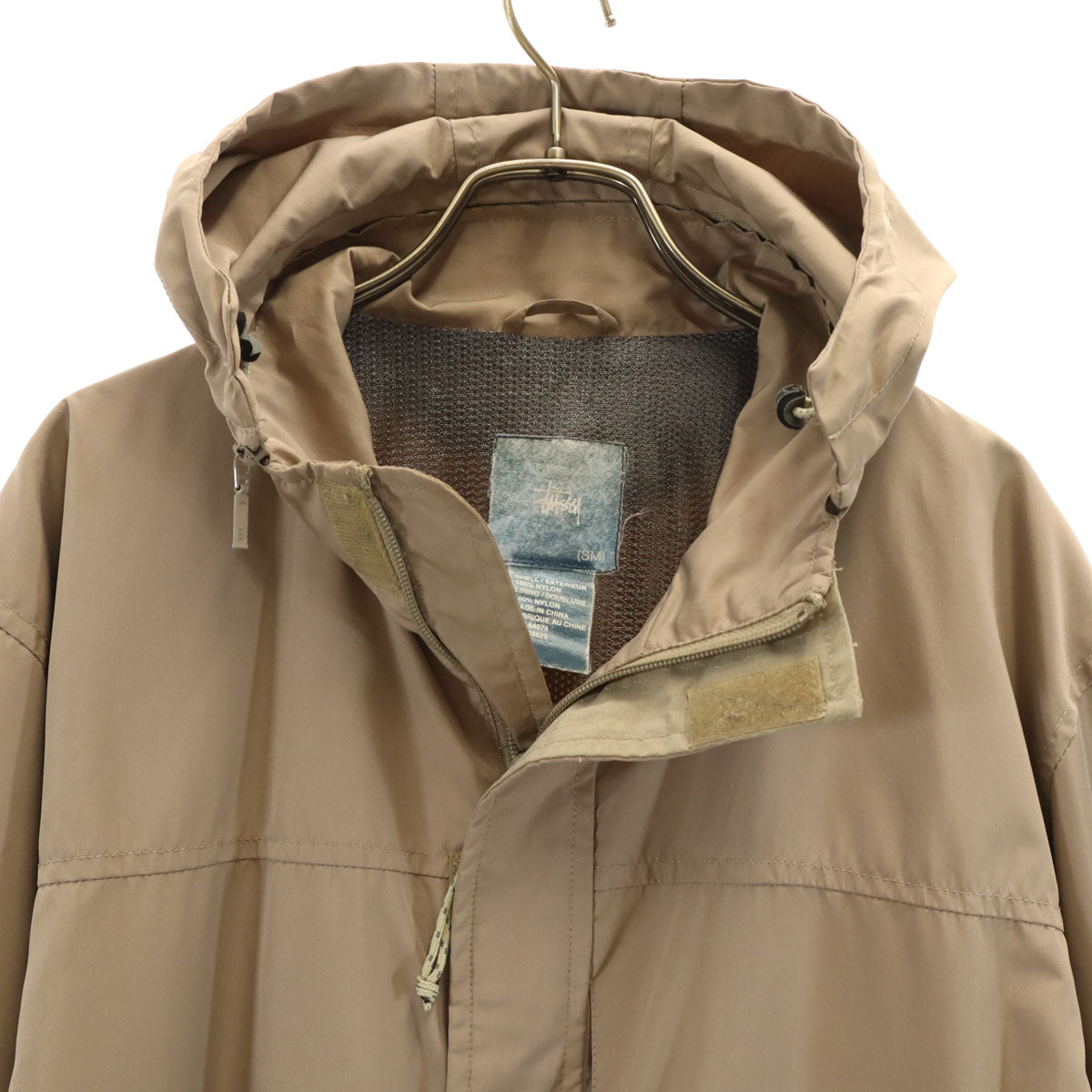 STUSSY ステューシー 90s 00s オールド ナイロンジャケット SM ベージュ 裏メッシュ メンズ