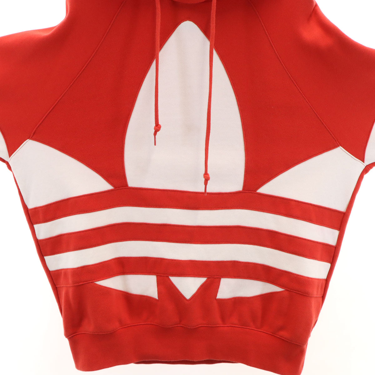 adidas アディダス ビッグ トレフォイル 長袖 スウェットパーカー L レッド プルオーバー メンズ