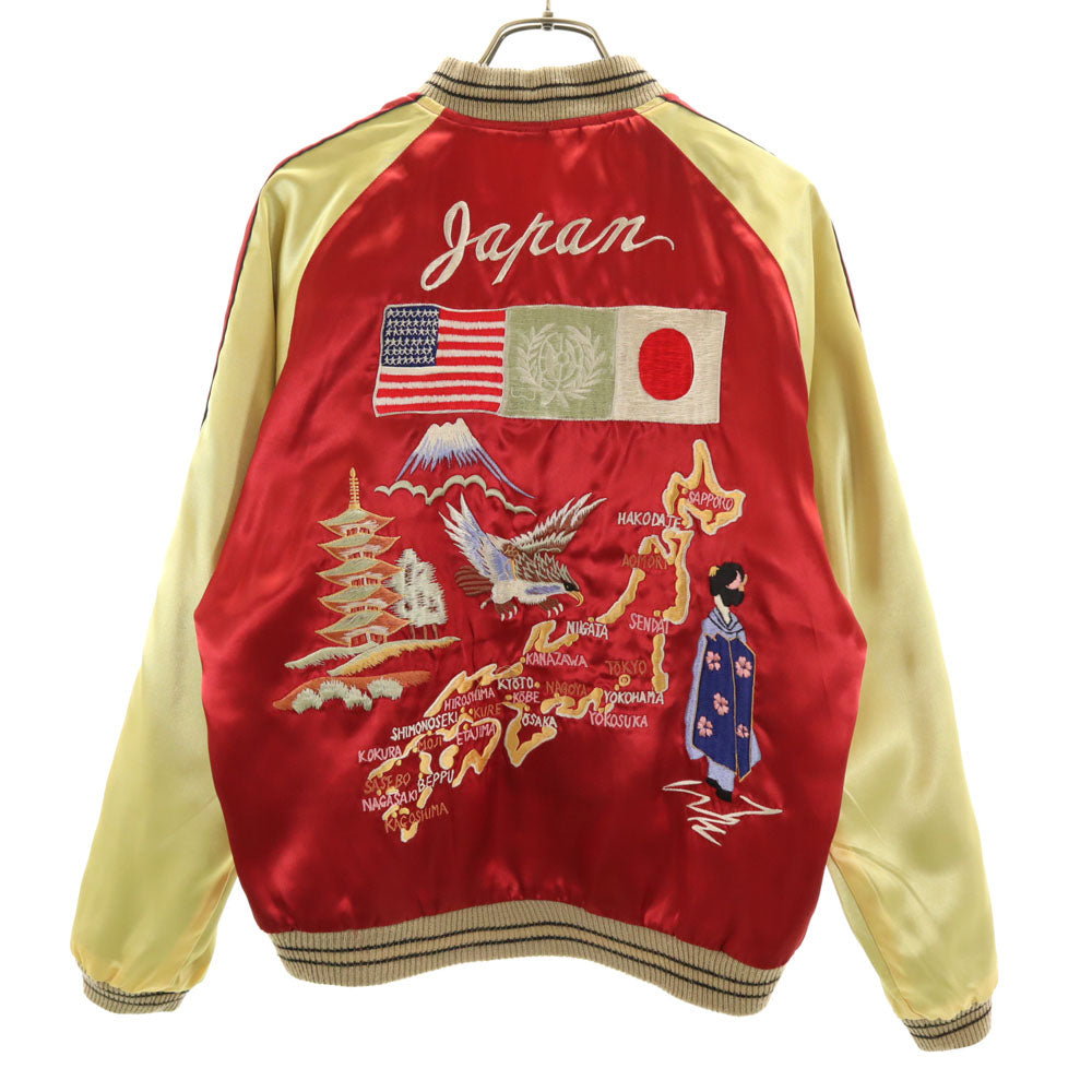 東洋エンタープライズ テーラー東洋 リバーシブル TT10930 T品番 牡丹獅子 日本地図 舞子 鷲 五重塔 富士山 スカジャン S ホワイト メンズ
