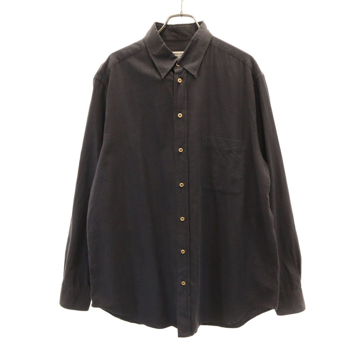 GIORGIO ARMANI LE COLLEZIONI ジョルジオアルマーニ コレッツォーニ 90s イタリア製 オールド 長袖 シャツ 41/16 チャコールグレー メンズ