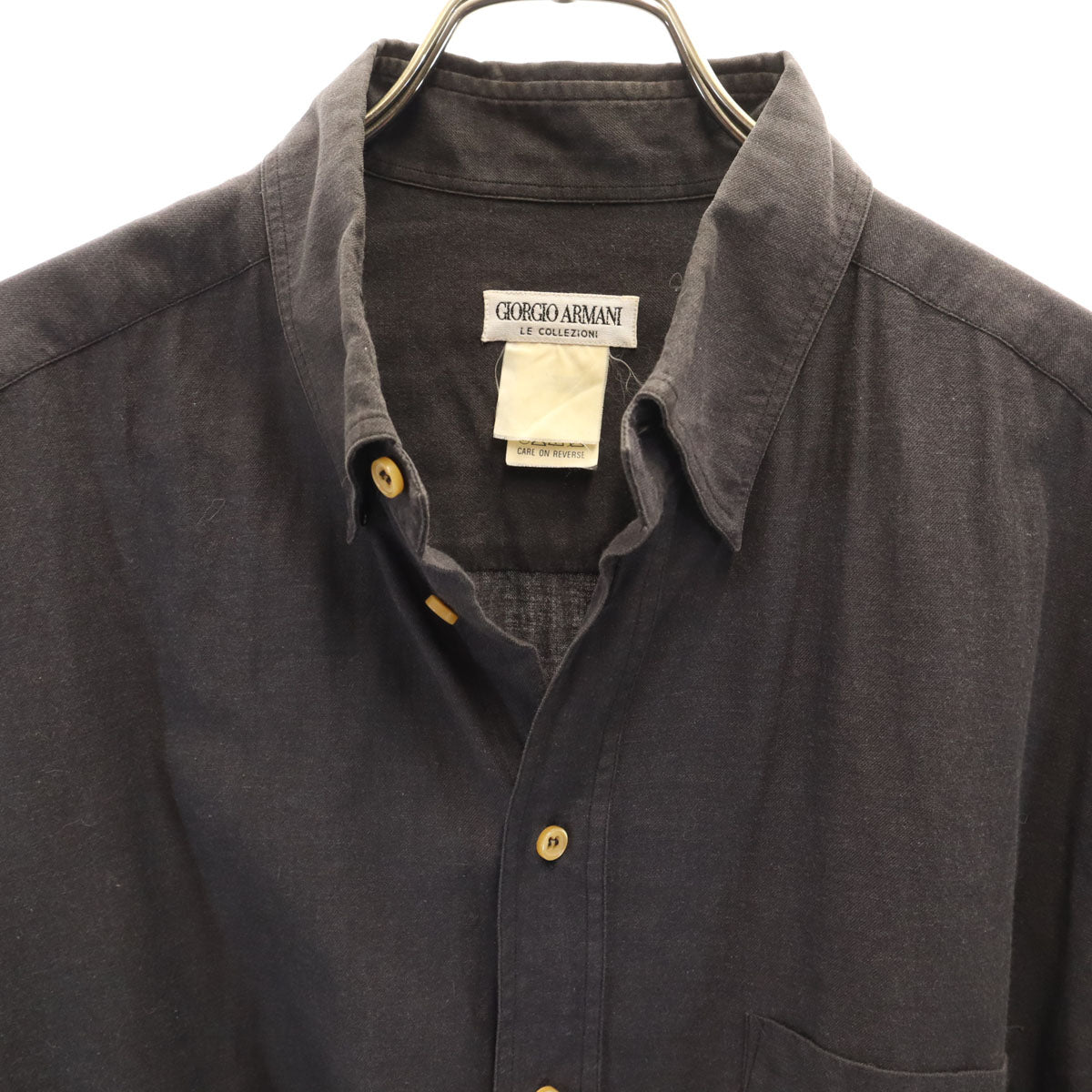GIORGIO ARMANI LE COLLEZIONI ジョルジオアルマーニ コレッツォーニ 90s イタリア製 オールド 長袖 シャツ 41/16 チャコールグレー メンズ