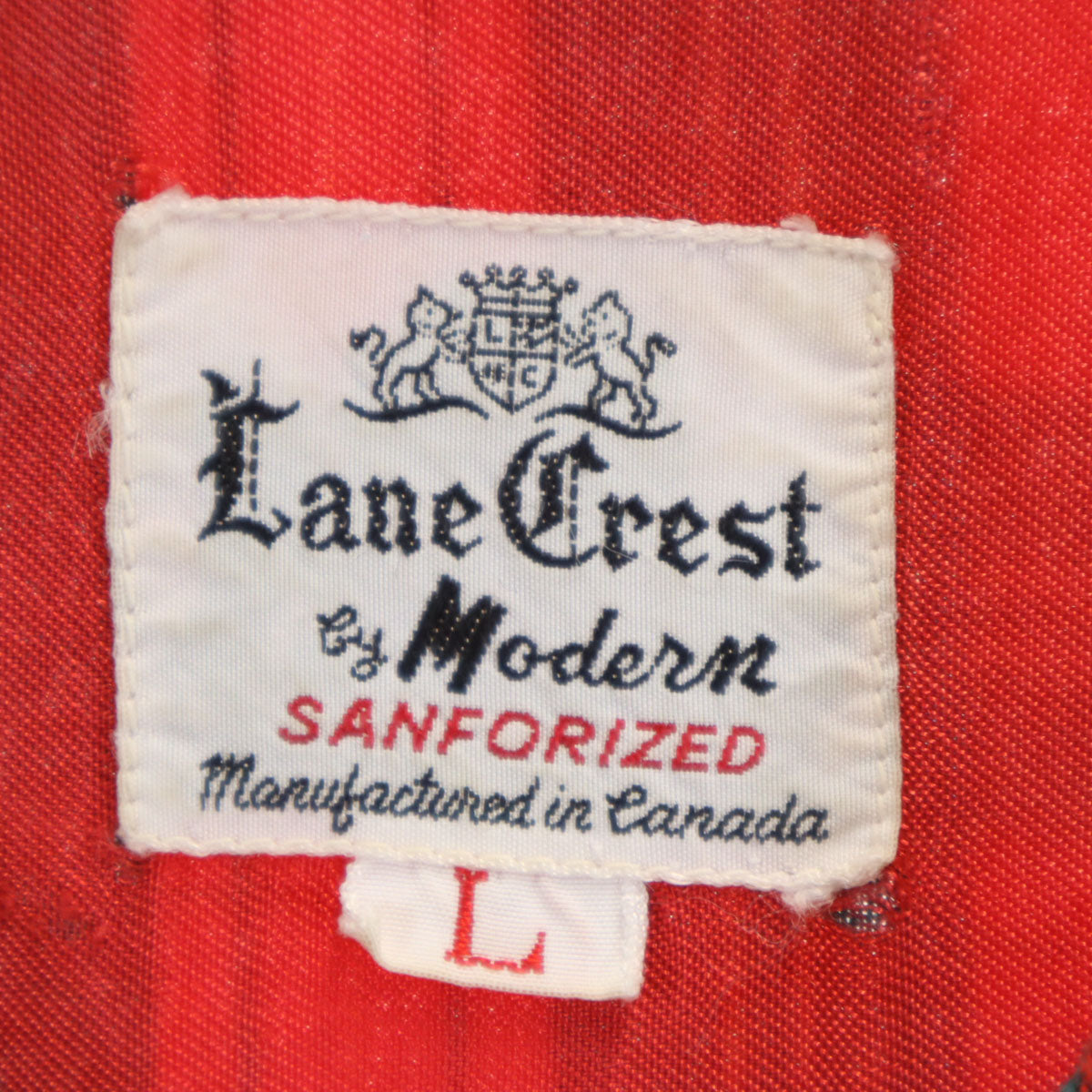 Lone Crest by Modern ローンクレストバイモダン 50s ヴィンテージ チェック柄 長袖 オープンカラーシャツ L レッド メンズ