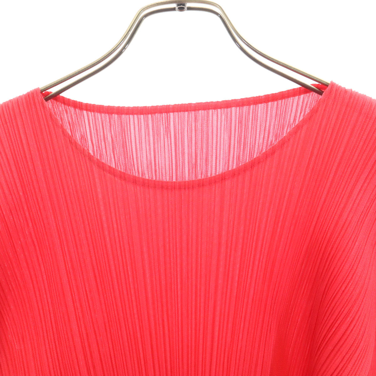 美品 PLEATS PLEASE プリーツプリーズ 90s 日本製 オールド 長袖 プリーツ カットソー 4 レッド イッセイミヤケ レディース