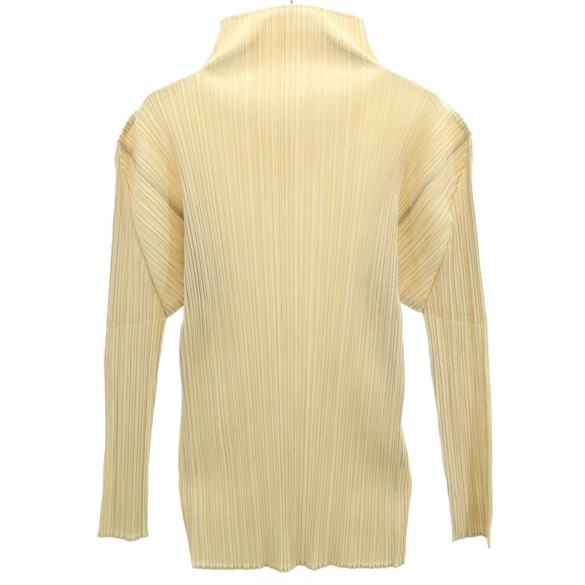 PLEATS PLEASE プリーツプリーズ 90s 日本製 オールド 長袖 ハイネック プリーツ カットソー 3 ベージュ イッセイミヤケ レディース