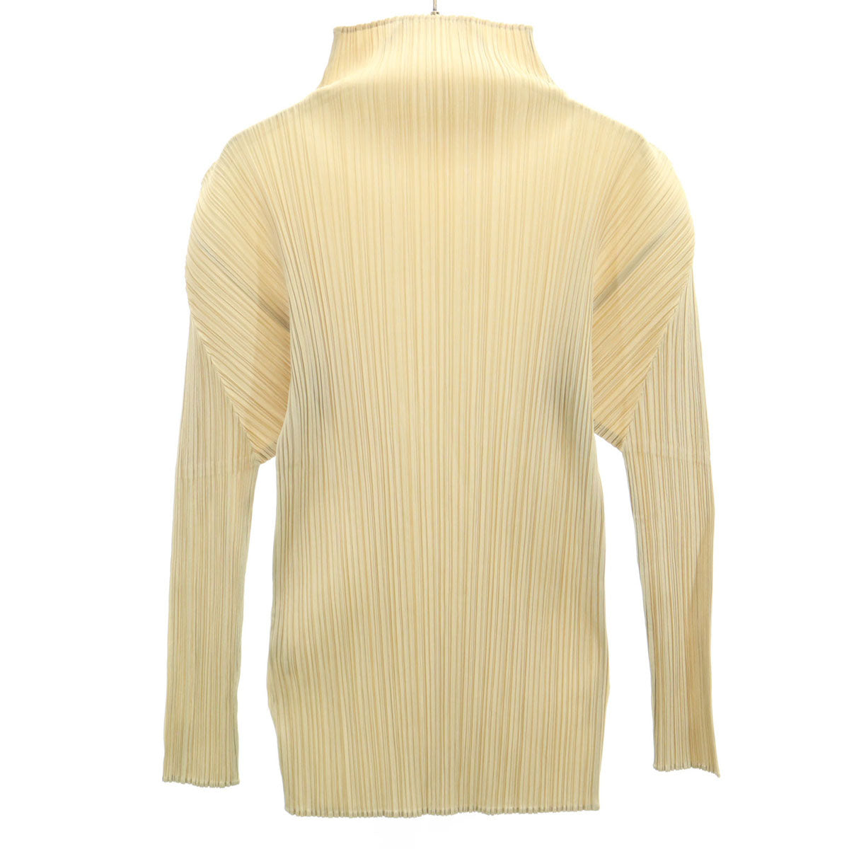 PLEATS PLEASE プリーツプリーズ 90s 日本製 オールド 長袖 ハイネック プリーツ カットソー 3 ベージュ イッセイミヤケ レディース