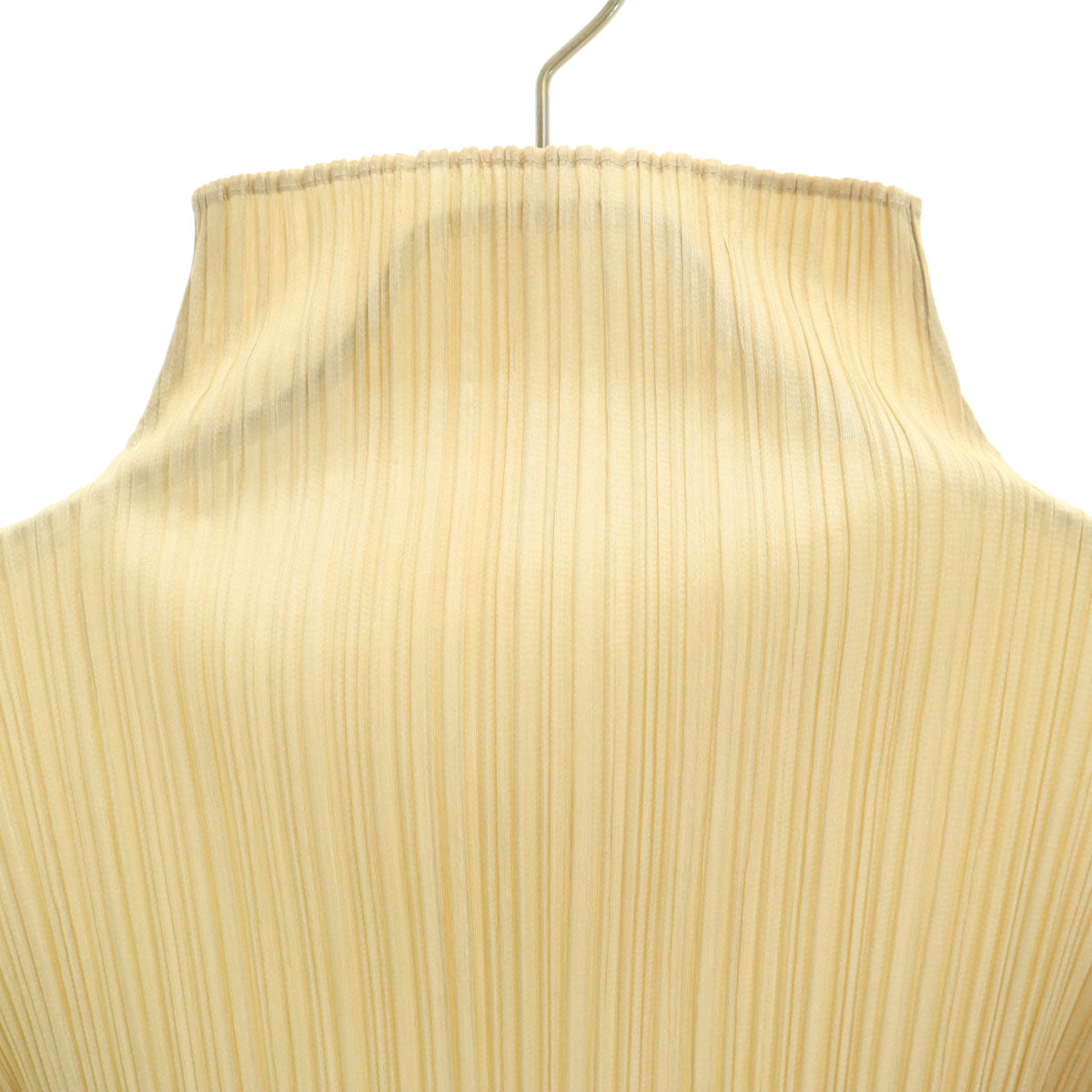 PLEATS PLEASE プリーツプリーズ 90s 日本製 オールド 長袖 ハイネック プリーツ カットソー 3 ベージュ イッセイミヤケ レディース