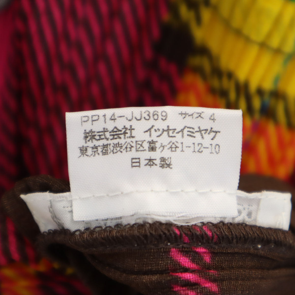 美品 PLEATS PLEASE プリーツプリーズ 日本製 チェック柄 長袖 プリーツ シャツ 4 ピンク イッセイミヤケ レディース