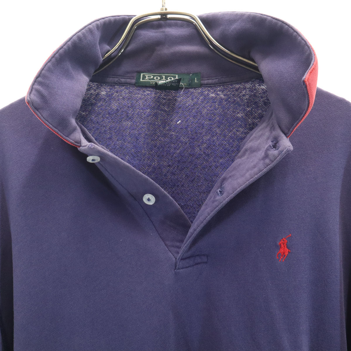 Polo by Ralph Lauren ポロバイラルフローレン 80s ヴィンテージ ボーイズ 緑タグ 長袖 ポロシャツ L ネイビー メンズ