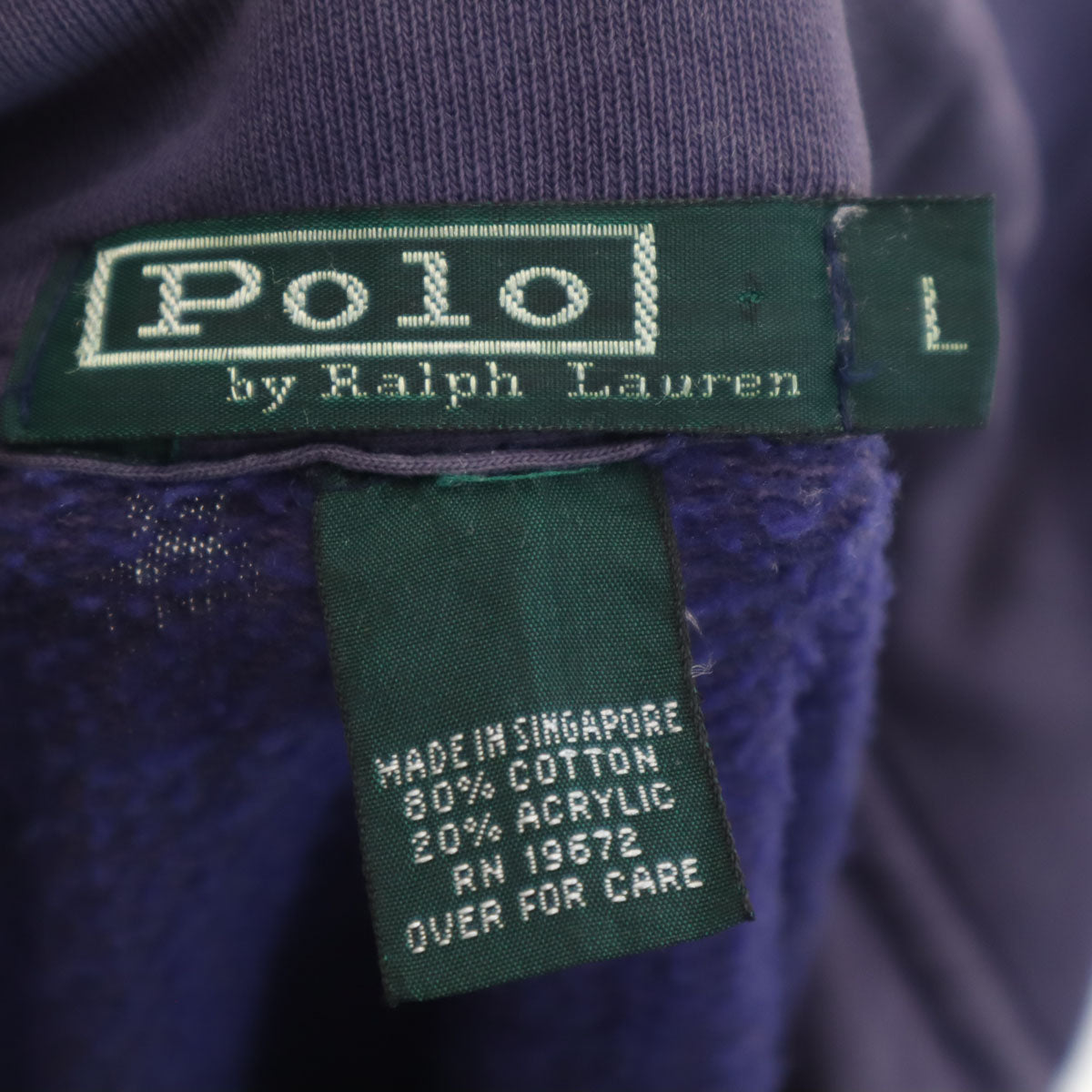 Polo by Ralph Lauren ポロバイラルフローレン 80s ヴィンテージ ボーイズ 緑タグ 長袖 ポロシャツ L ネイビー メンズ