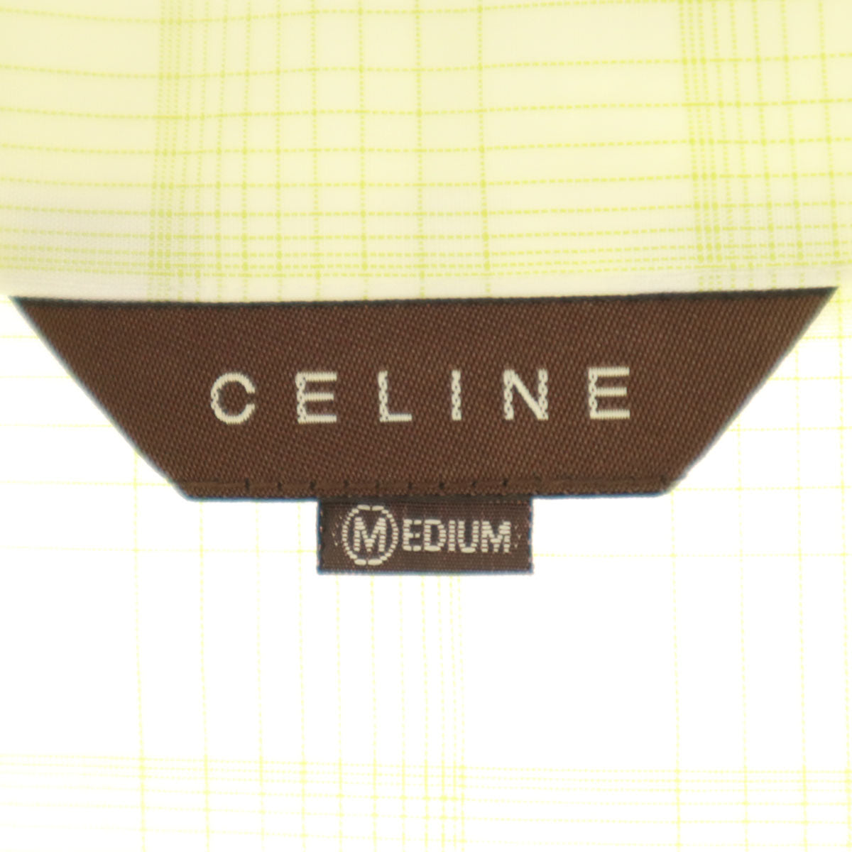 CELINE セリーヌ 未使用 日本製 チェック柄 長袖 ルームウェア シャツ M ホワイト メンズ