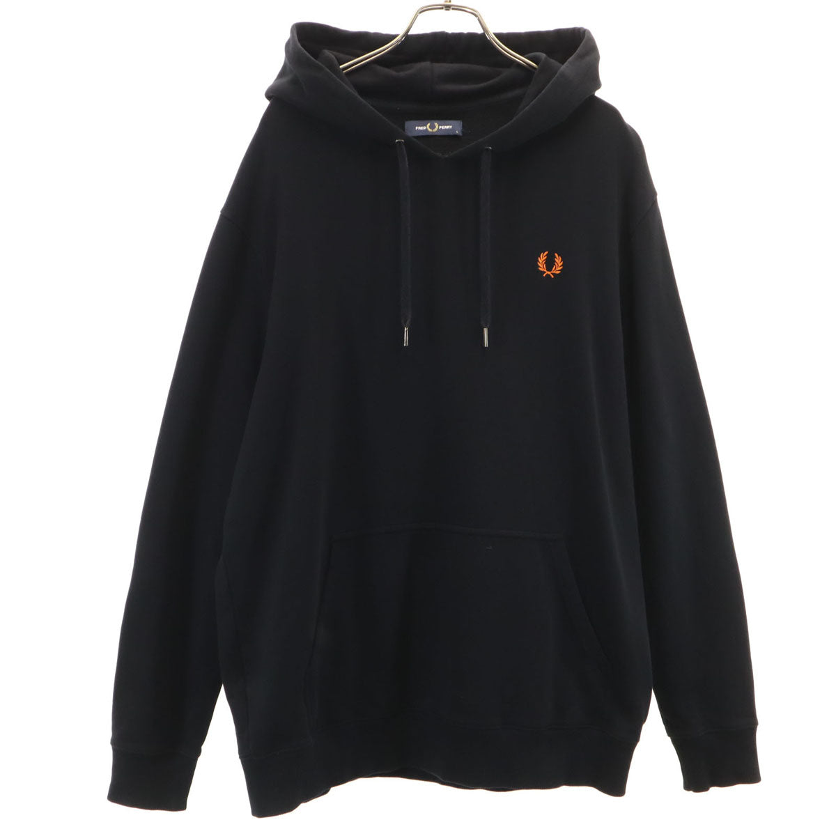 FRED PERRY フレッドペリー バックロゴ 長袖 スウェットパーカー L ブラック メンズ
