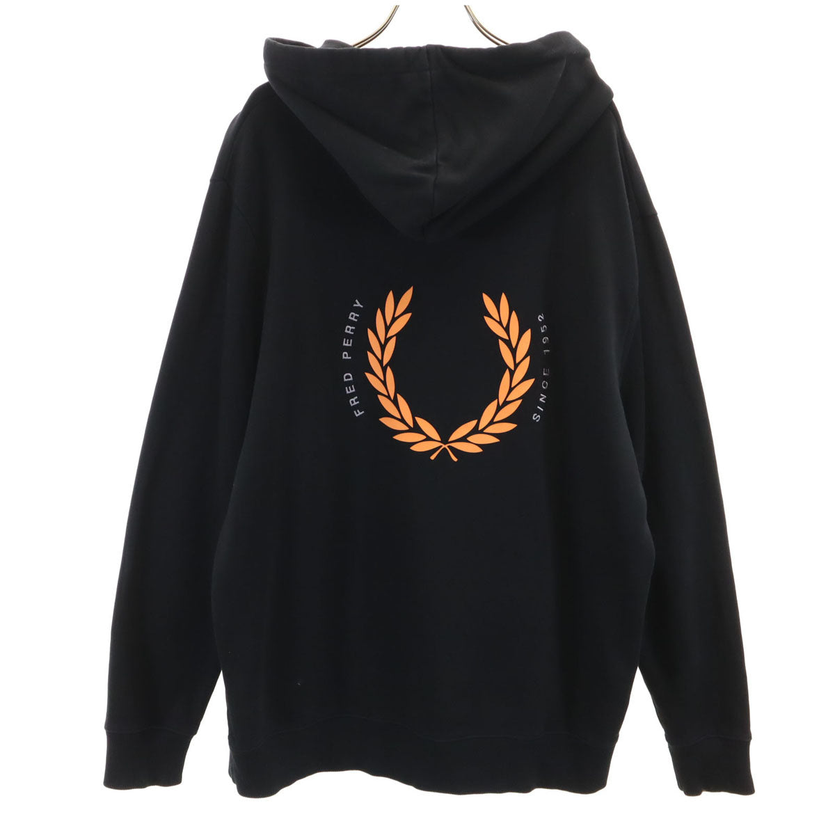 FRED PERRY フレッドペリー バックロゴ 長袖 スウェットパーカー L ブラック メンズ