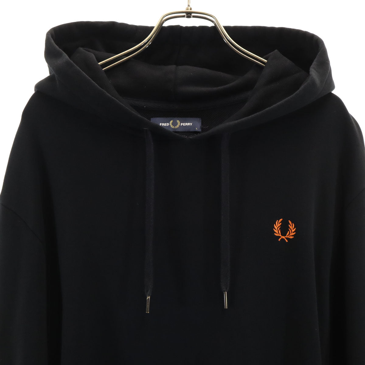 FRED PERRY フレッドペリー バックロゴ 長袖 スウェットパーカー L ブラック メンズ