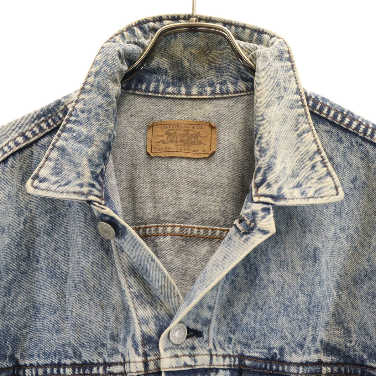 Levi's リーバイス 80s 70649-0217 日本製 オレンジタブ ヴィンテージ ケミカル デニムジャケット L ウォッシュブルー ジージャン トラッカー メンズ