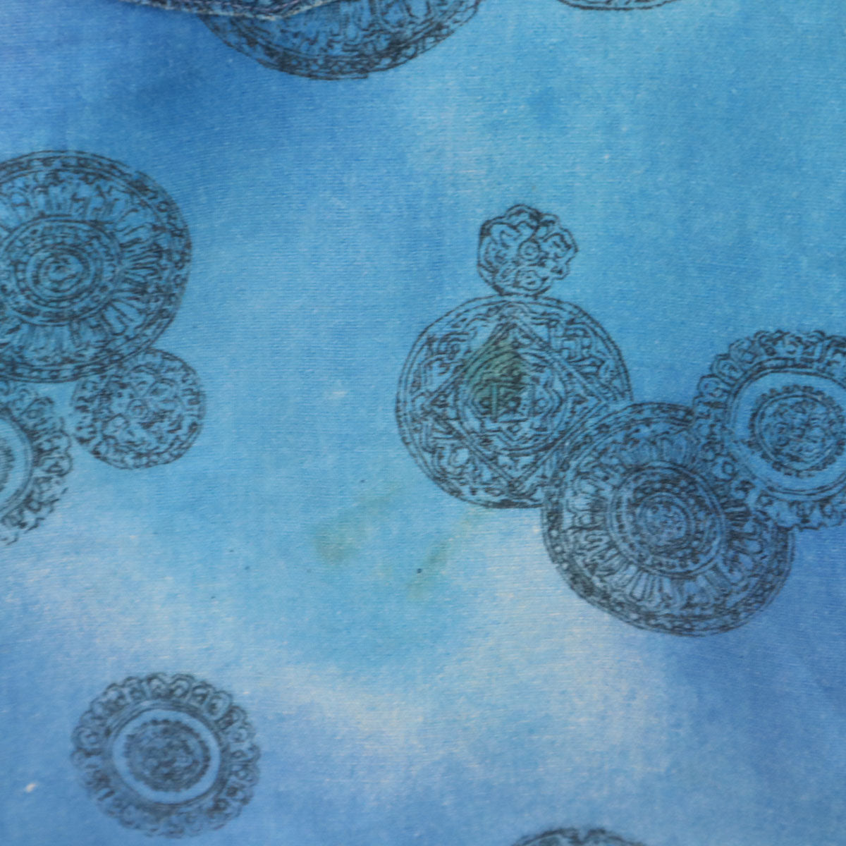 DESIGNERS COLLECTION デザイナーズ コレクション 60s 70s ヴィンテージ 総柄 半袖 コットンシャツ M 水色 メンズ