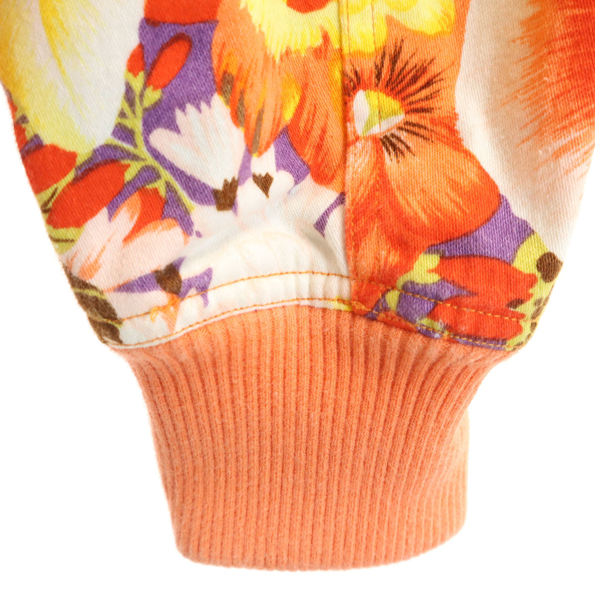 I.S. ISSEY MIYAKE アイエス イッセイミヤケ 80s 日本製 ヴィンテージ 花柄 長袖 リバーシブル ジップパーカー 9 オレンジ系 レディース