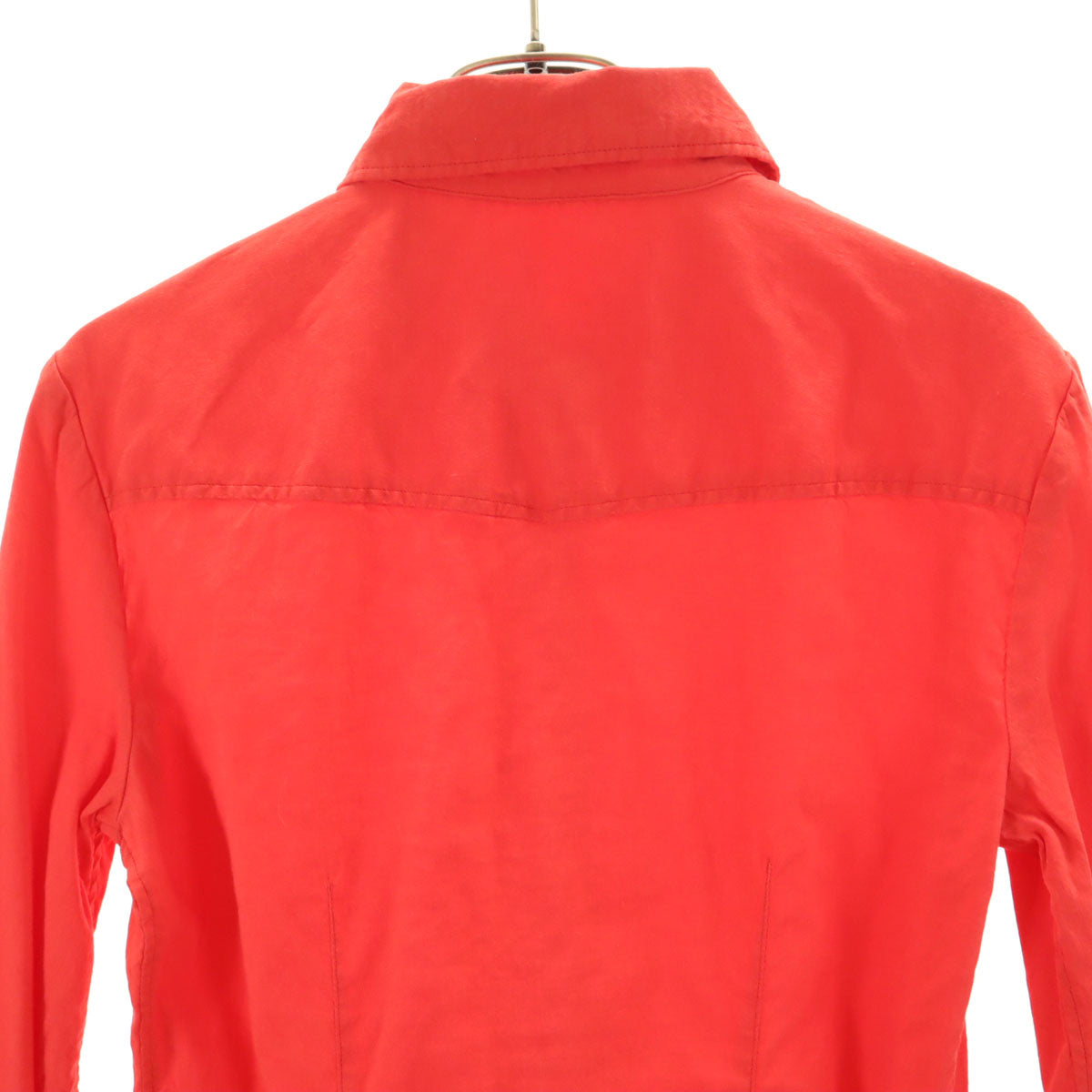 theory セオリー 日本製 リネンブレンド 7分袖 プルオーバー シャツ 4 朱色 レディース