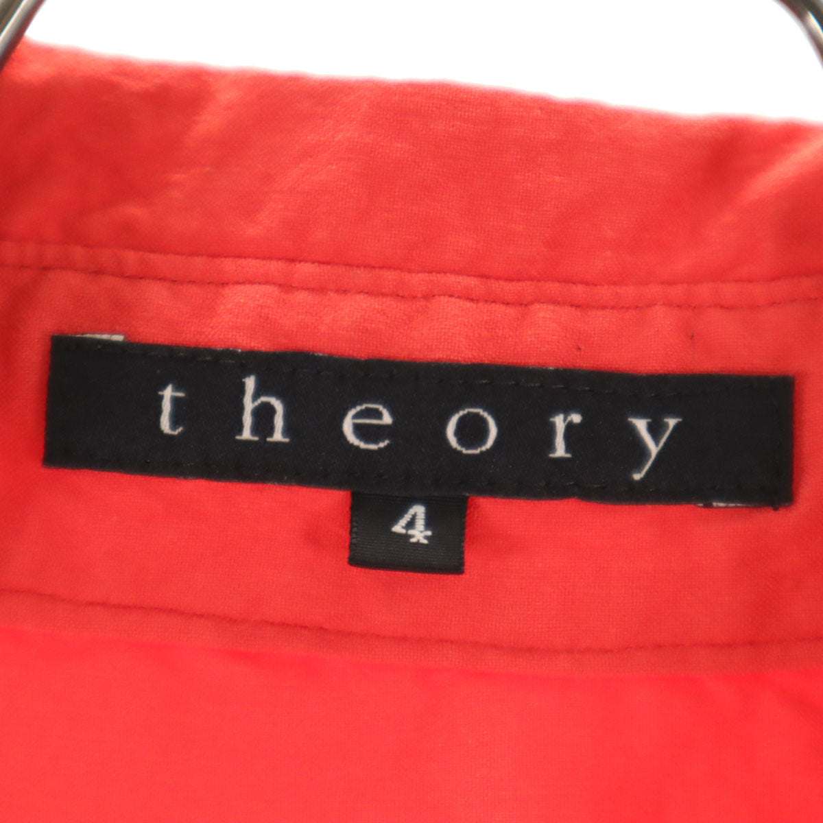 theory セオリー 日本製 リネンブレンド 7分袖 プルオーバー シャツ 4 朱色 レディース