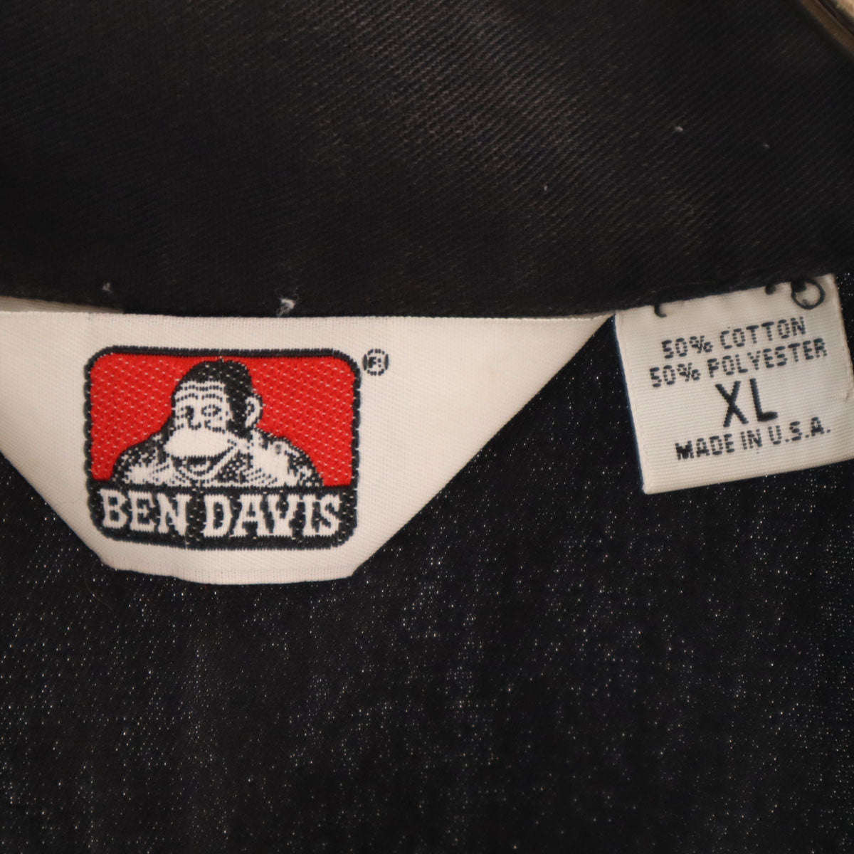 BEN DAVIS ベンデイビス 80s 90s USA製 オールド 半袖 ハーフジップ ワークシャツ XL ブラック メンズ