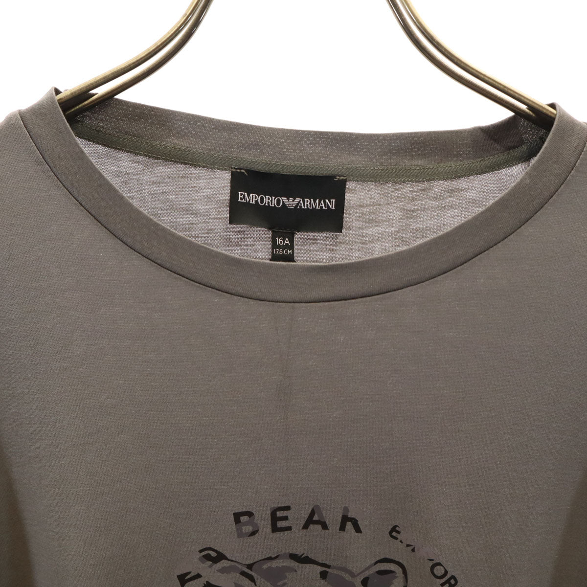 未使用 Emporio Armani エンポリオアルマーニ ベア 長袖 Tシャツ 16A グレー ロンT アニマル クマ キッズ
