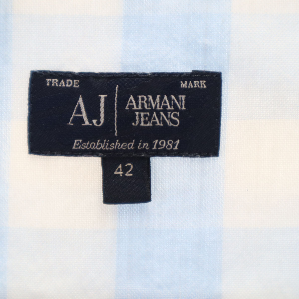 ARMANI JEANS アルマーニジーンズ チェック柄 長袖 シャツ 42 水色 レディース
