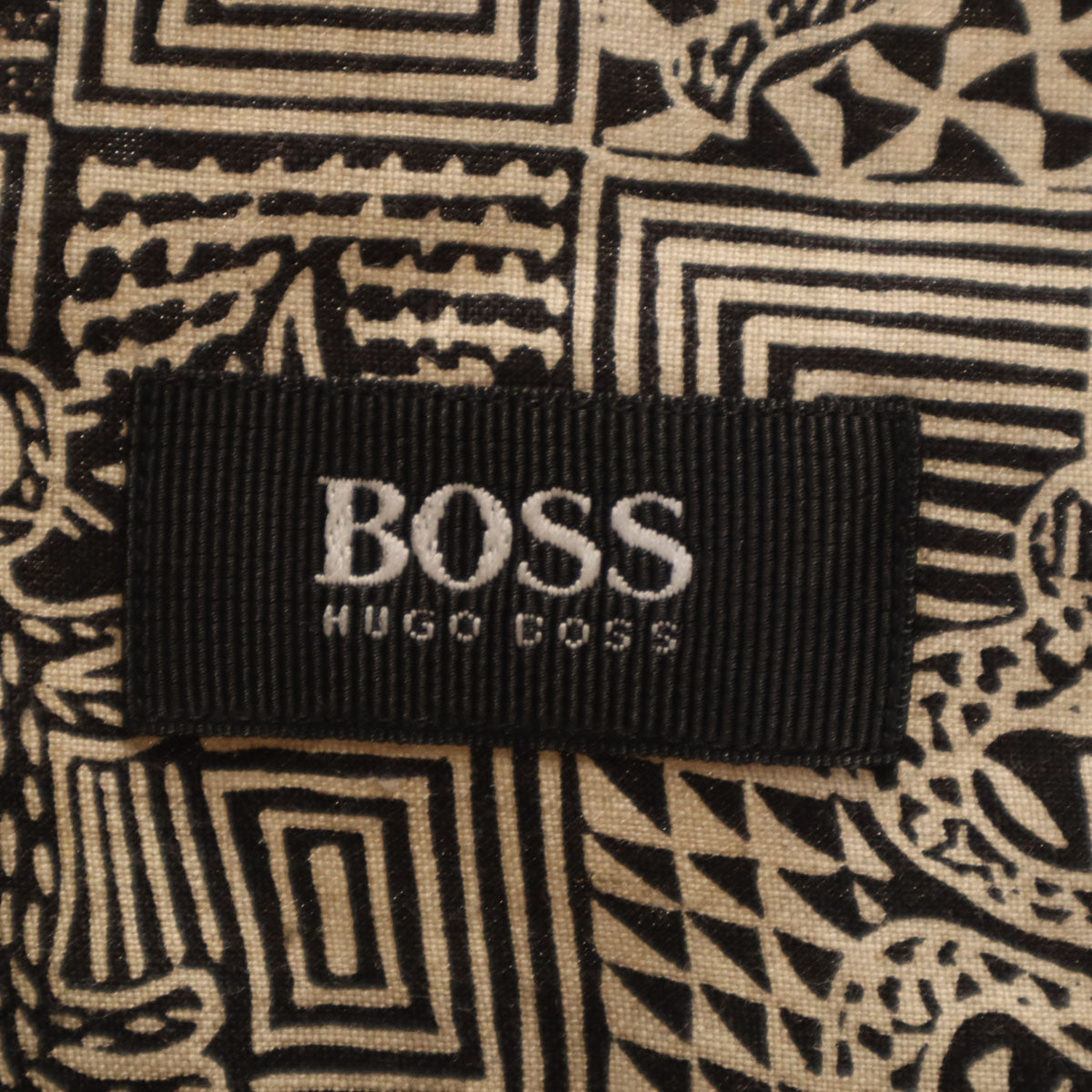 美品 BOSS HUGO BOSS ボスヒューゴボス 総柄 長袖 シャツ L ベージュ アニマル 動物 メンズ