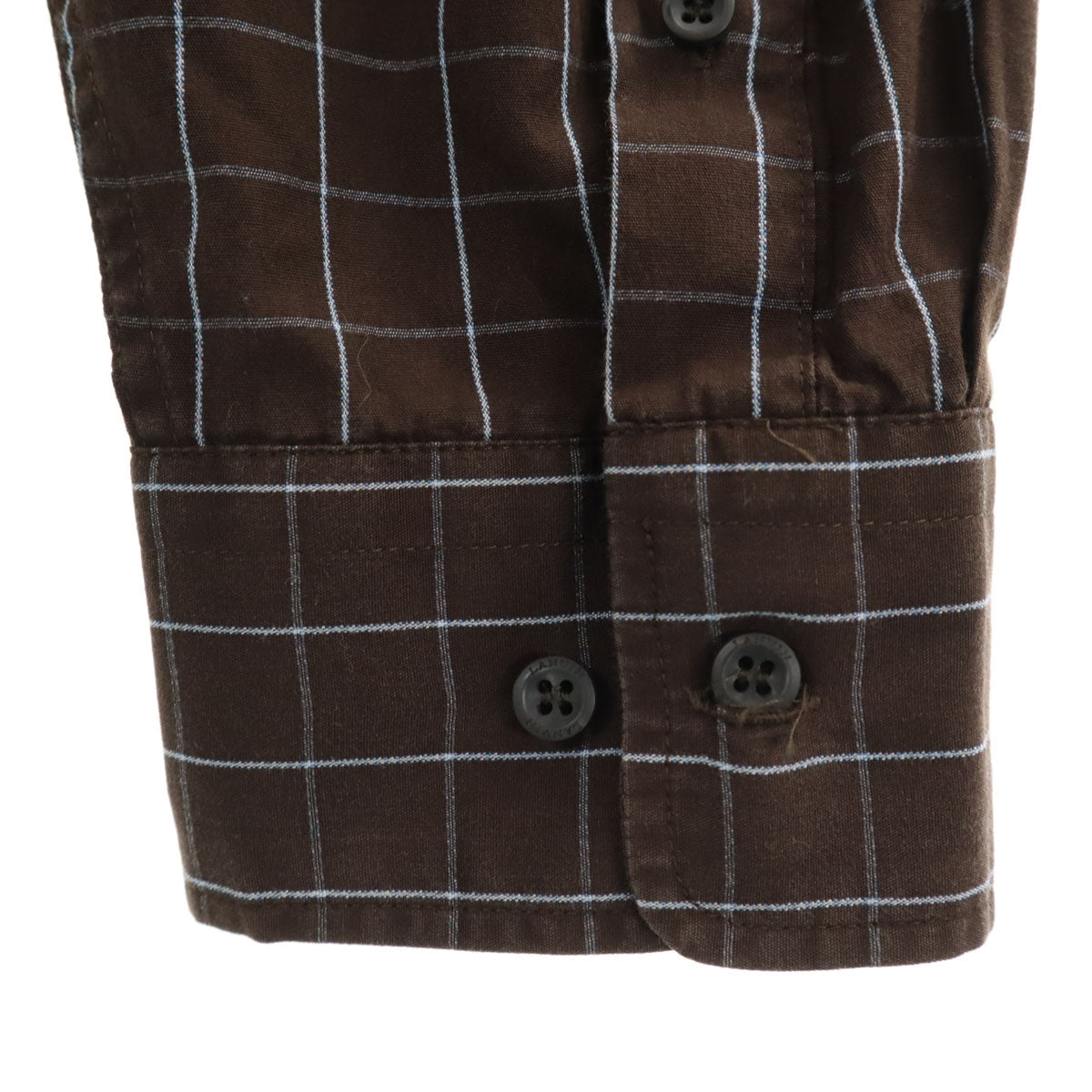 LANVIN LA COLLECTION ランバンコレクション 日本製 チェック柄 長袖 コットンシャツ L ブラウン メンズ