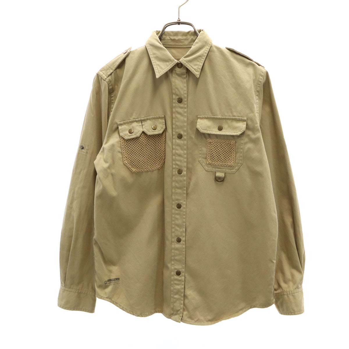 RALPH LAUREN ラルフローレン 90s 00s オールド 長袖 ミリタリーシャツ S ベージュ レディース