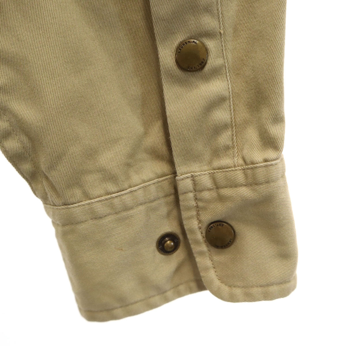 RALPH LAUREN ラルフローレン 90s 00s オールド 長袖 ミリタリーシャツ S ベージュ レディース