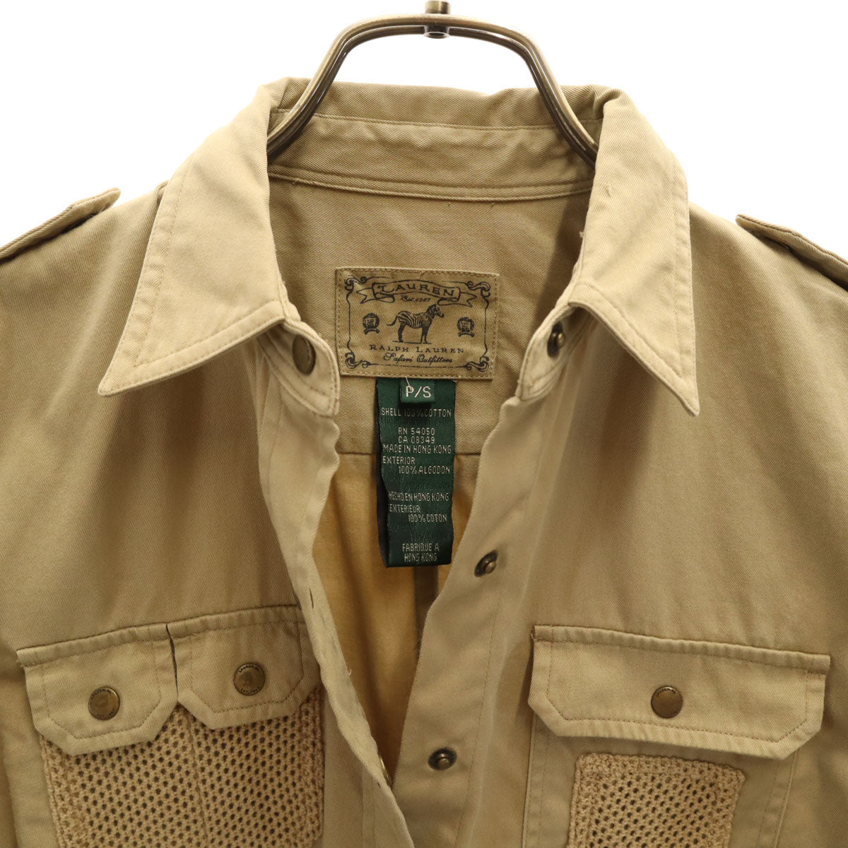 RALPH LAUREN ラルフローレン 90s 00s オールド 長袖 ミリタリーシャツ S ベージュ レディース