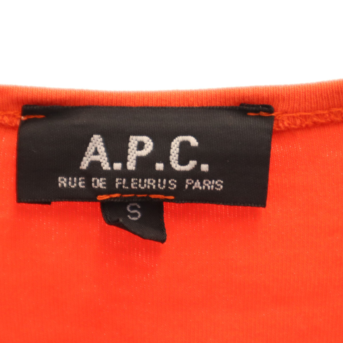 A.P.C. アーペーセー フランス製 長袖 Vネック Tシャツ S オレンジ ロンT 無地 レディース