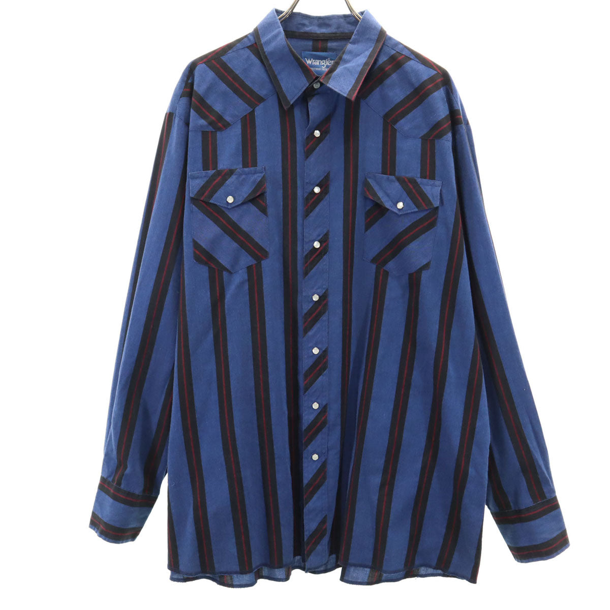 Wrangler ラングラー 90s オールド ストライプ柄 長袖 ウエスタンシャツ ブルー メンズ