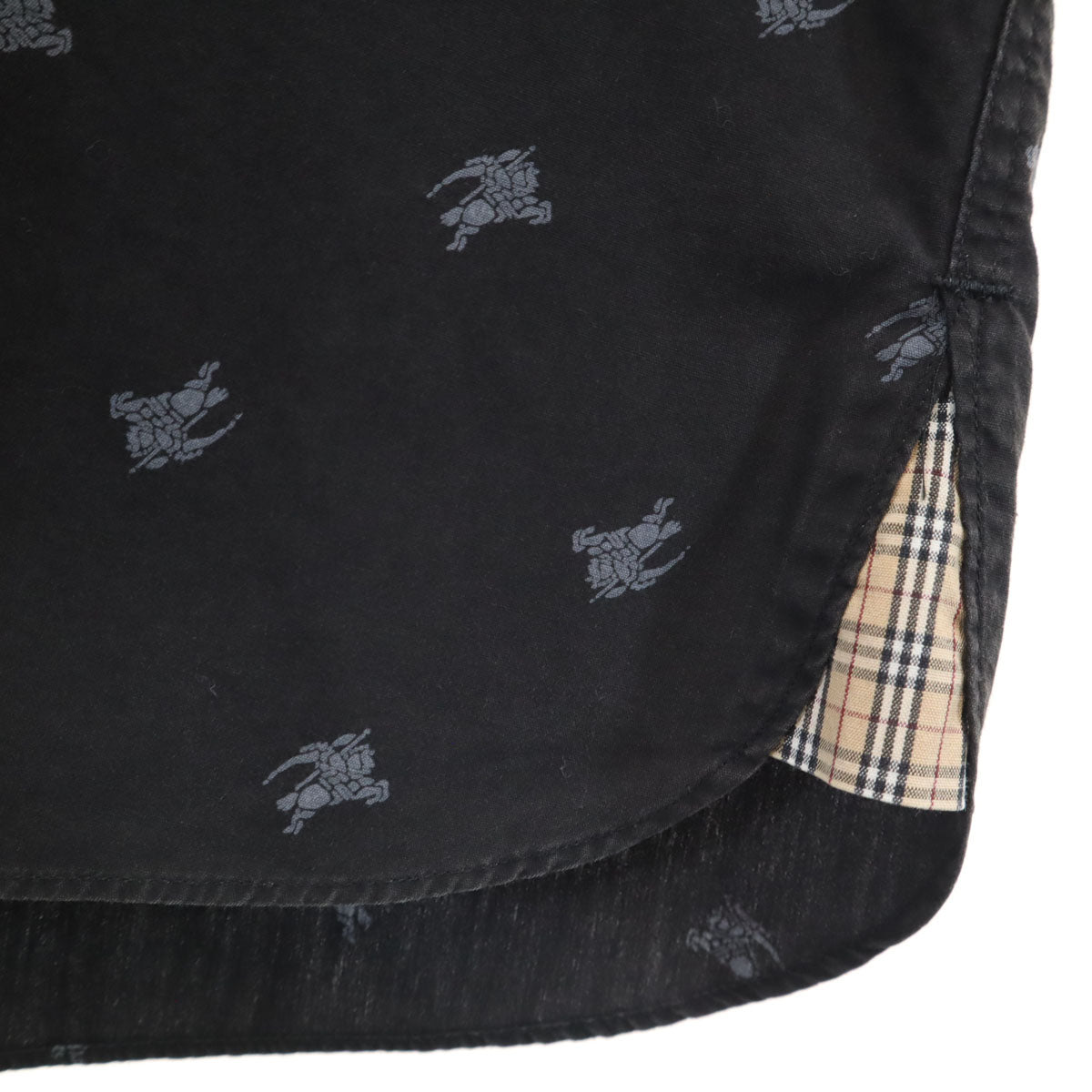 BURBERRY BLACK LABEL バーバリーブラックレーベル 日本製 ナイト柄 半袖 シャツ 3 チャコールブラック 三陽商会 メンズ