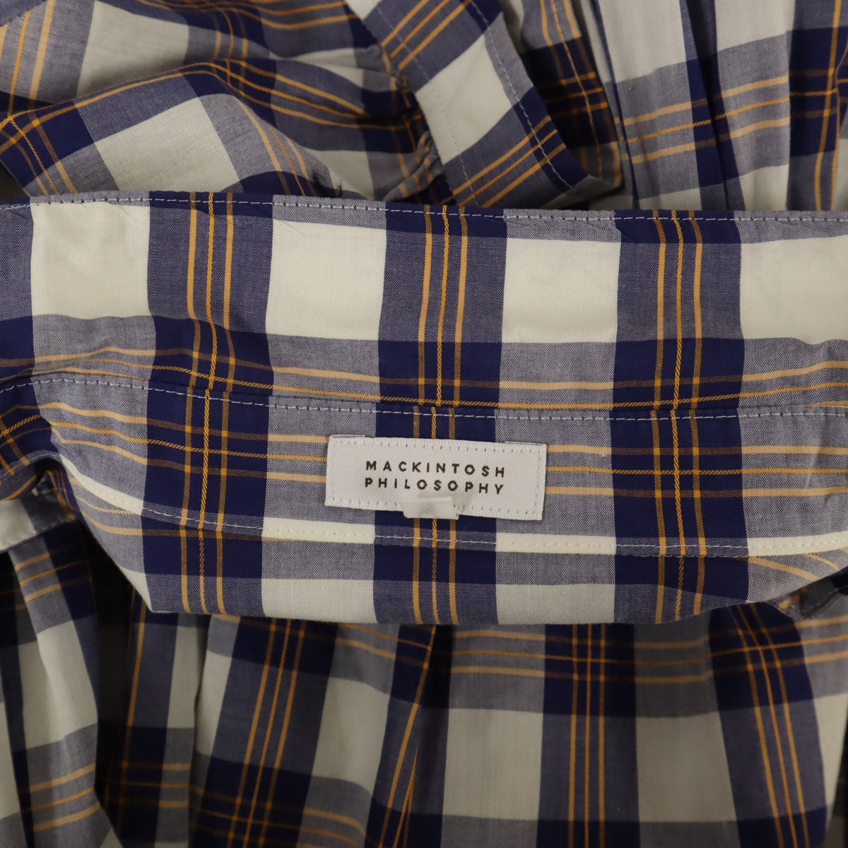MACKINTOSH PHILOSOPHY マッキントッシュフィロソフィー チェック柄 半袖 ボタンダウン シャツワンピース 38 ホワイト レディース