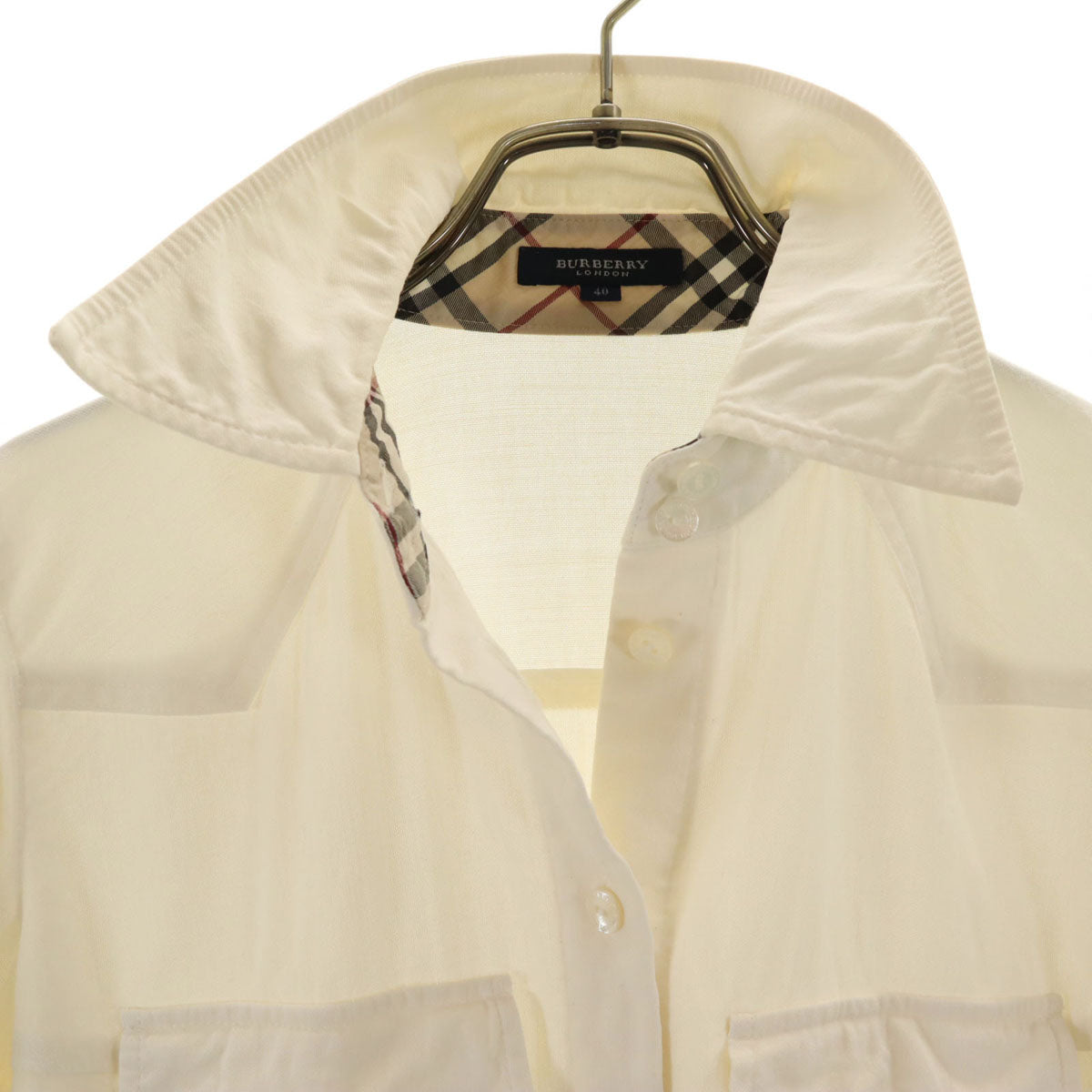BURBERRY LONDON バーバリーロンドン 7分袖 ウエスタンシャツ 40 アイボリー 三陽商会 レディース