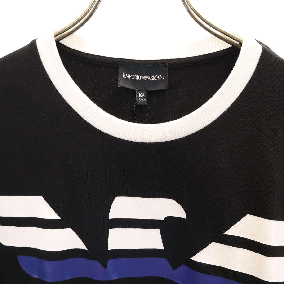 未使用 Emporio Armani エンポリオアルマーニ ブルガリア製 半袖 リンガー Tシャツ 16A ブラック キッズ