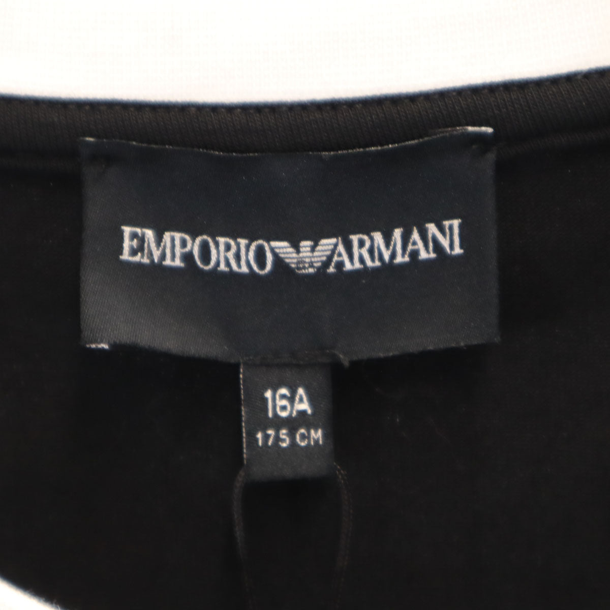 未使用 Emporio Armani エンポリオアルマーニ ブルガリア製 半袖 リンガー Tシャツ 16A ブラック キッズ