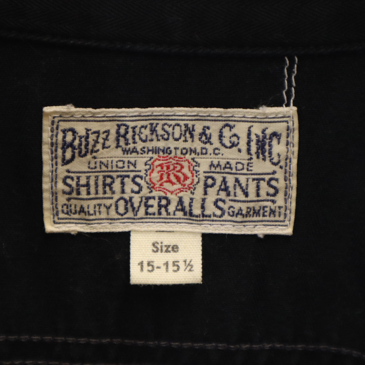 Buzz Rickson's バズリクソンズ 日本製 ヘリンボーン 半袖 ワークシャツ 15-15 1/2 ブラック 東洋エンタープライズ メンズ