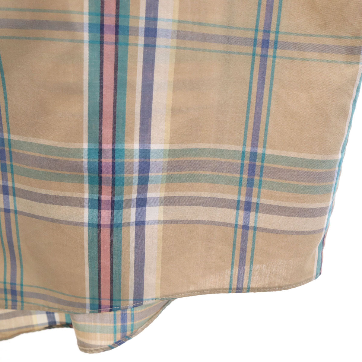VAN HEUSEN ヴァンヒューゼン 90s オールド チェック柄 半袖 ボタンダウンシャツ XL ベージュ メンズ