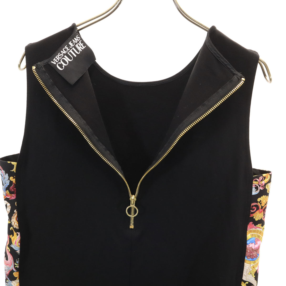VERSACE JEANS COUTURE ヴェルサーチ ジーンズ クチュール イタリア製 ノースリーブ ワンピース 42 ブラック レディース