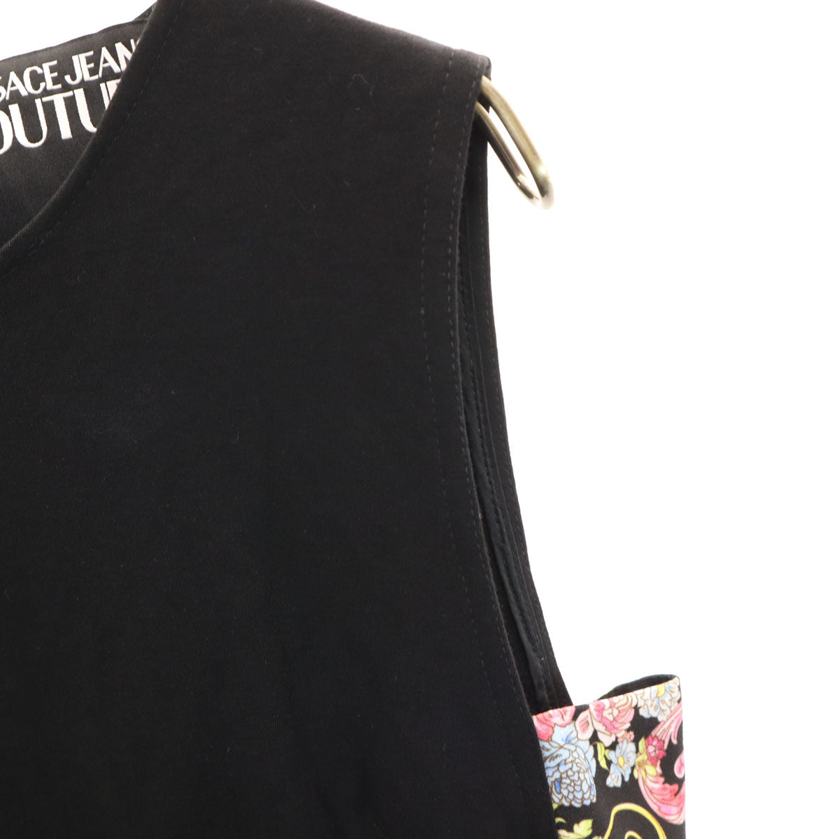 VERSACE JEANS COUTURE ヴェルサーチ ジーンズ クチュール イタリア製 ノースリーブ ワンピース 42 ブラック レディース