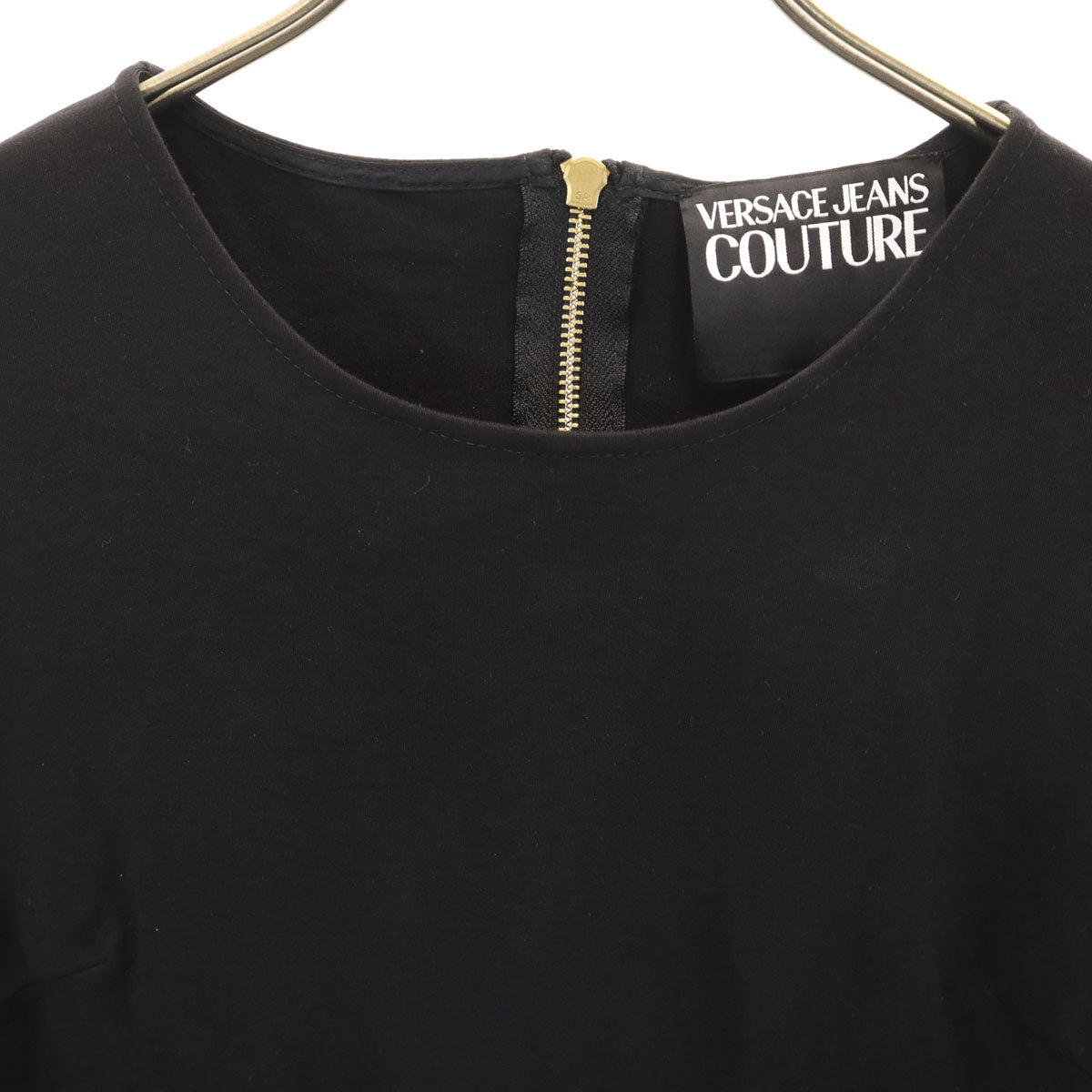 VERSACE JEANS COUTURE ヴェルサーチ ジーンズ クチュール イタリア製 ノースリーブ ワンピース 42 ブラック レディース