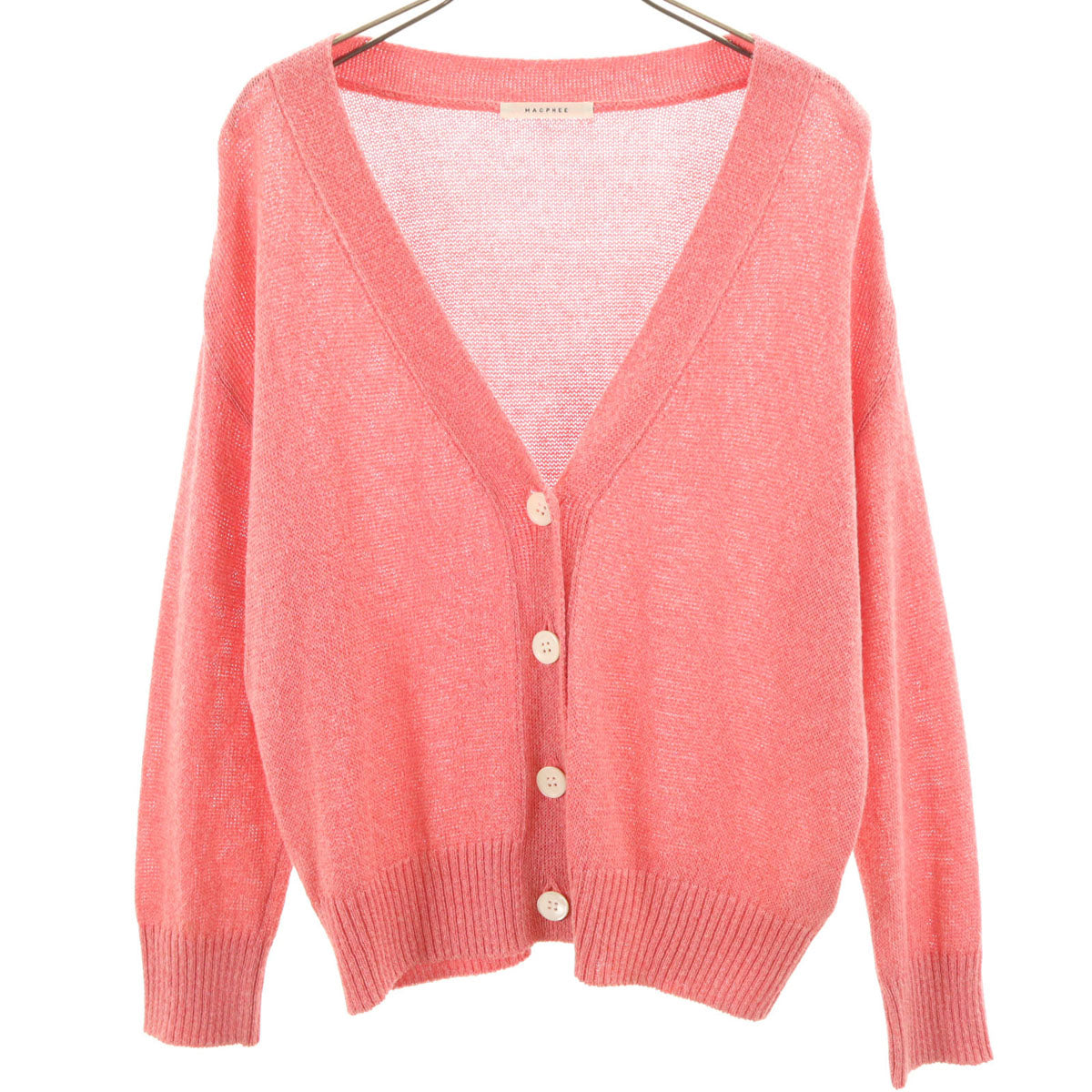MACPHEE マカフィー 日本製 長袖 ニットカーディガン S ピンク レディース