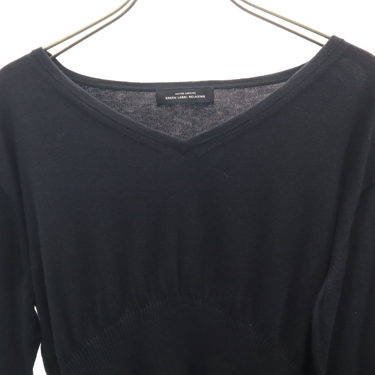 UNITED ARROWS GREEN LABEL RELAXING ユナイテッドアローズ グリーンレーベルリラクシング 長袖 Vネック ニット ブラック セーター レディース