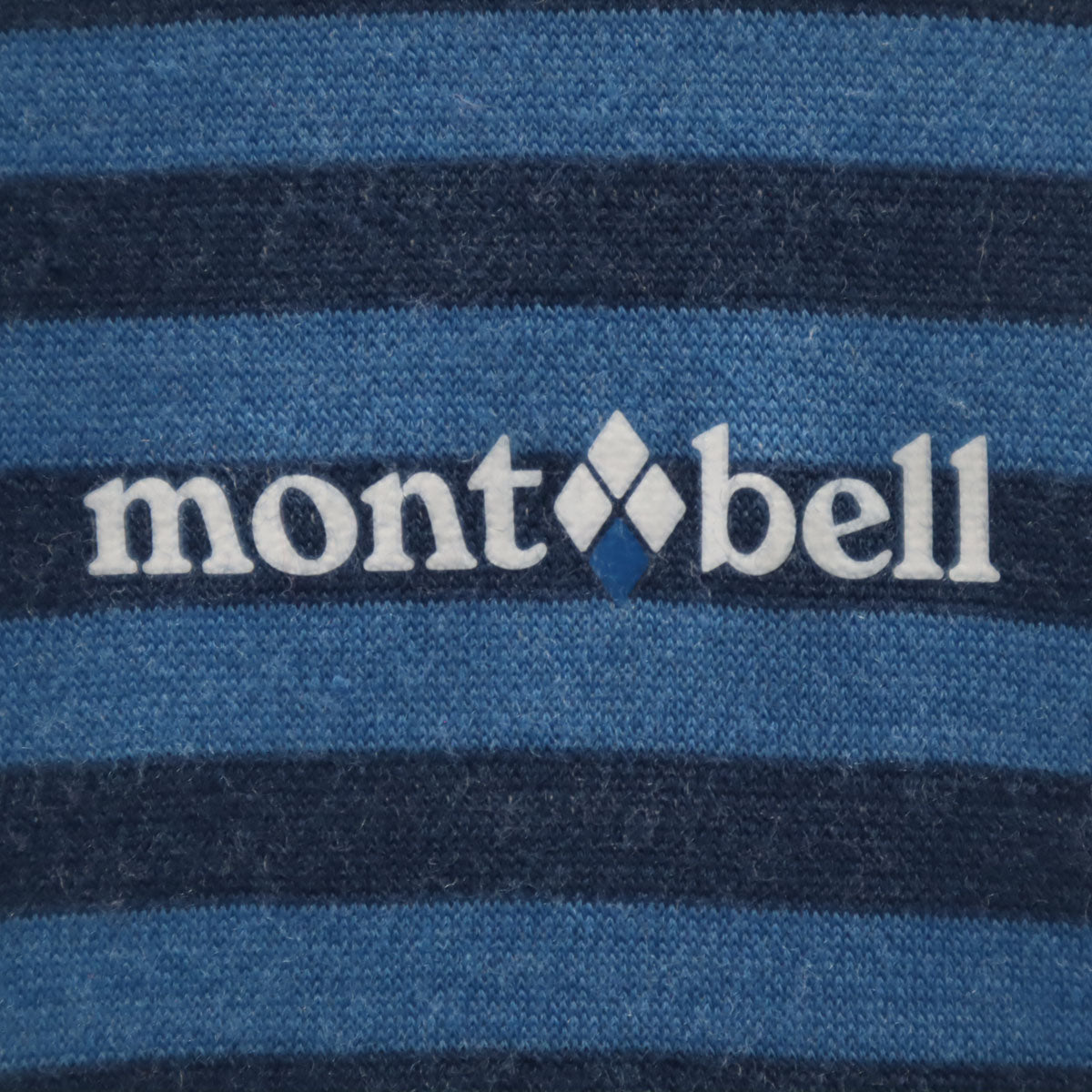 mont-bell モンベル ボーダー柄 長袖 メリノウールプラス Tシャツ S ブルー系 アウトドア ロンT メンズ