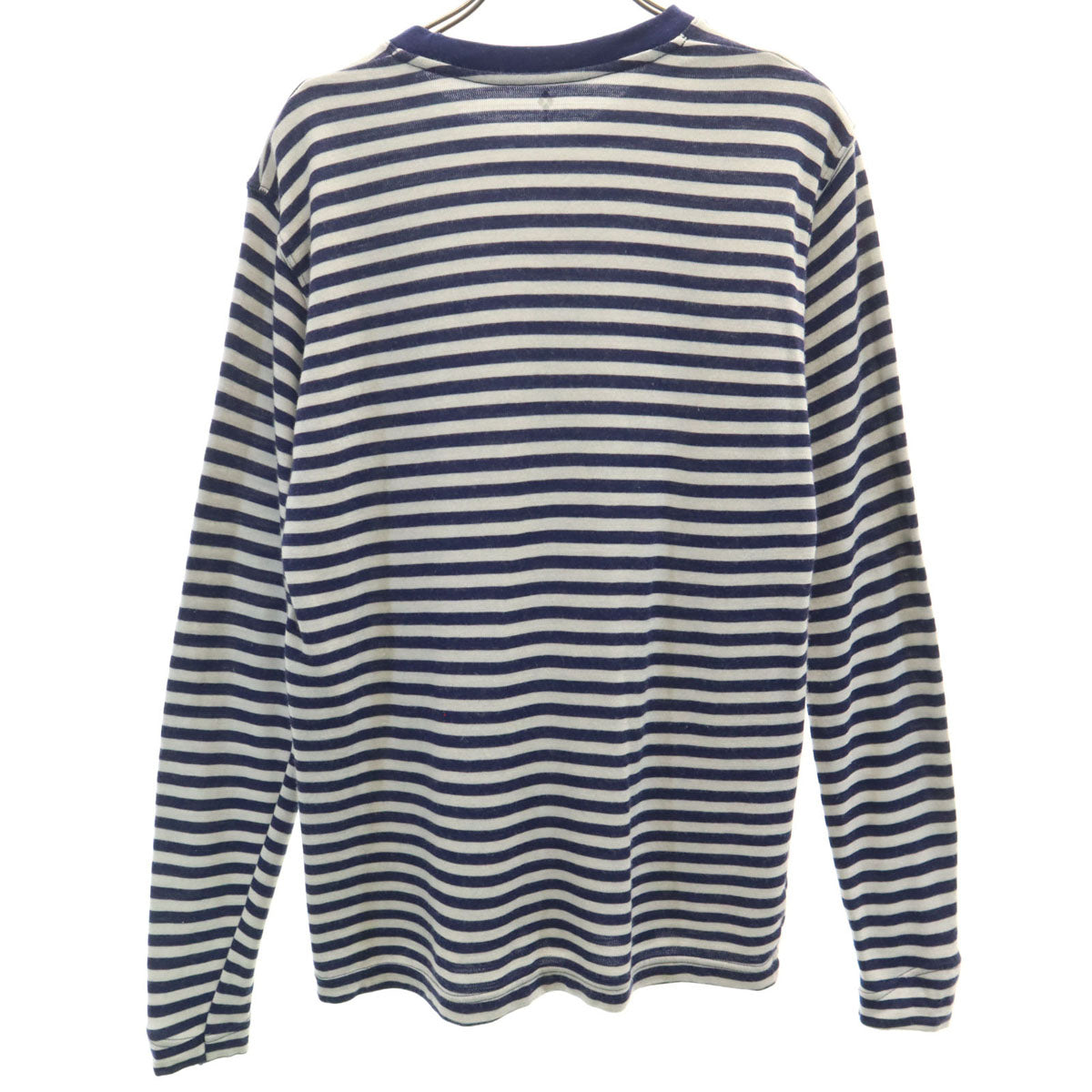 mont-bell モンベル ボーダー柄 長袖 メリノウールプラス Tシャツ S ネイビー アウトドア ロンT メンズ
