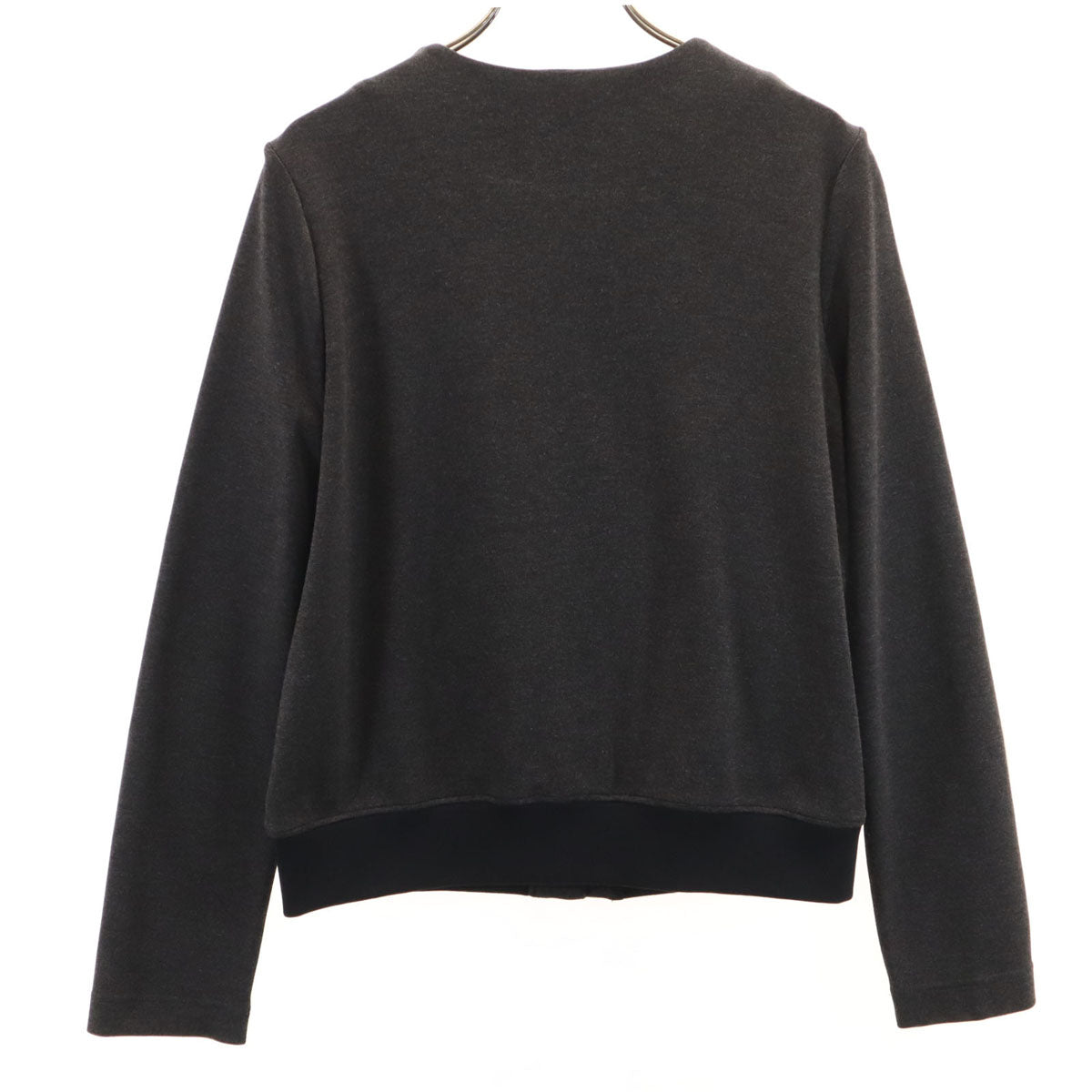 美品 theory luxe セオリーリュクス 日本製 ノーカラー ブルゾン 38 チャコールグレー ジャケット レディース