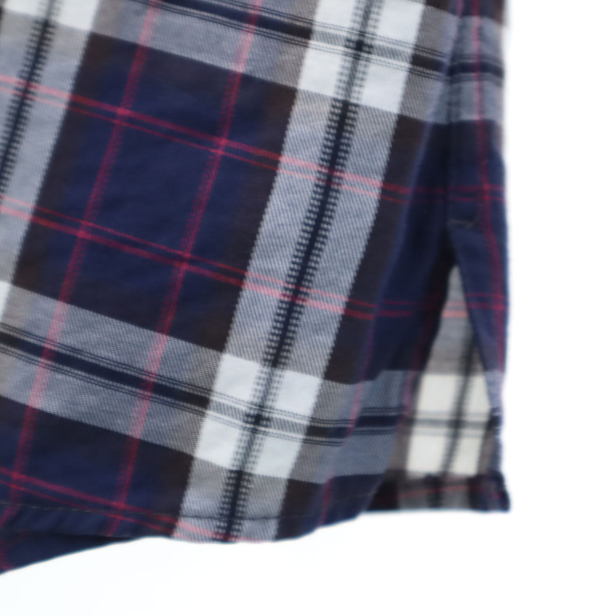 EPOCA UOMO エポカウォモ チェック柄 長袖 コットンシャツ 46 ネイビー ロールアップ袖 メンズ